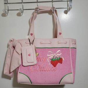 Juicy Couture Pink Strawberry Embroidered Tote
